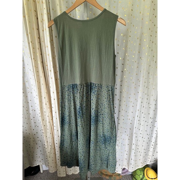 Color Me Cotton CMC Lagenlook Front Pockets Watercolor Circles Dots Midi Dress L - Picture 4 of 5